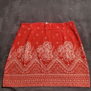 Shein red printed skirt